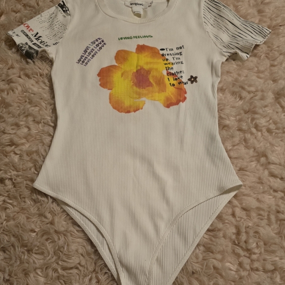 Desigual White T with Yellow Floral Bodysuit - Picture 4 of 9